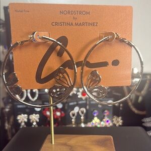Nordstrom Gold Butterfly Hoop Earrings